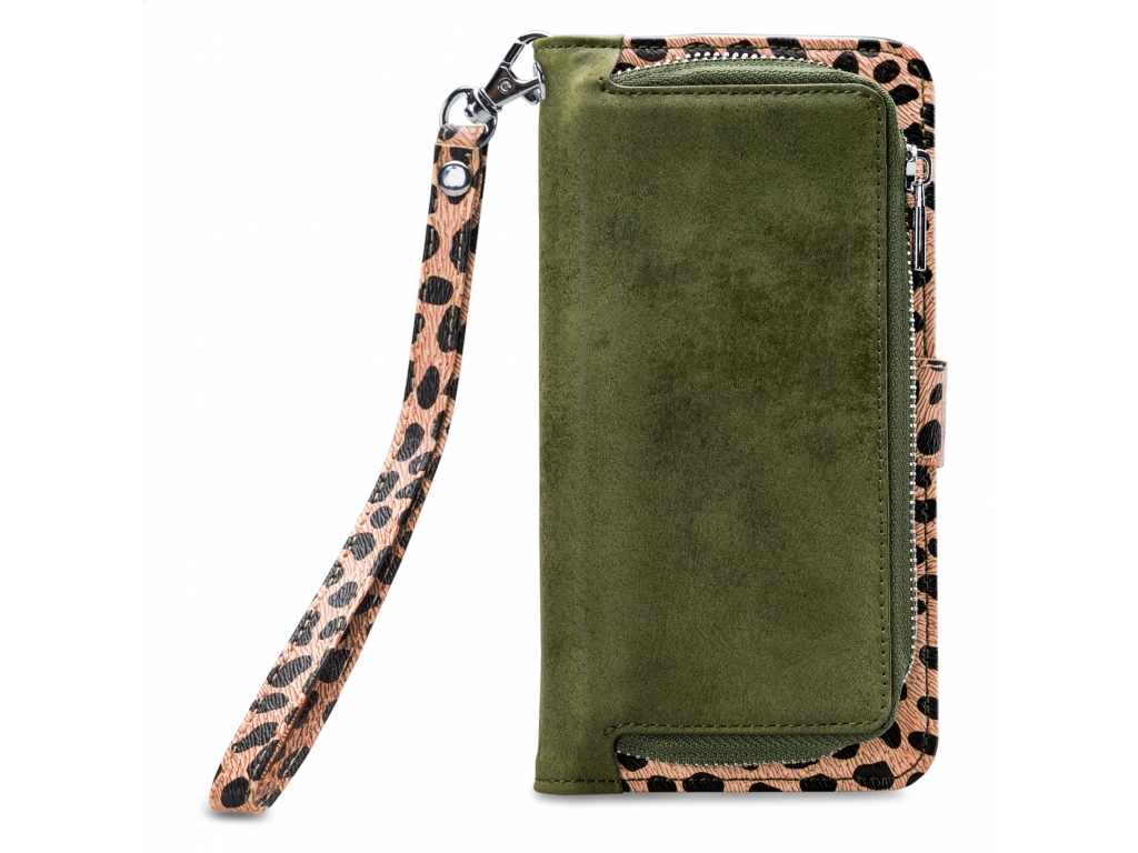 Mobilize 2in1 Magnet Zipper Case Samsung Galaxy A22 4G Olive/Leopard