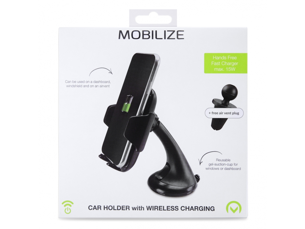 Mobilize Wireless Car Charger/Holder 5W/7.5W/15W Black