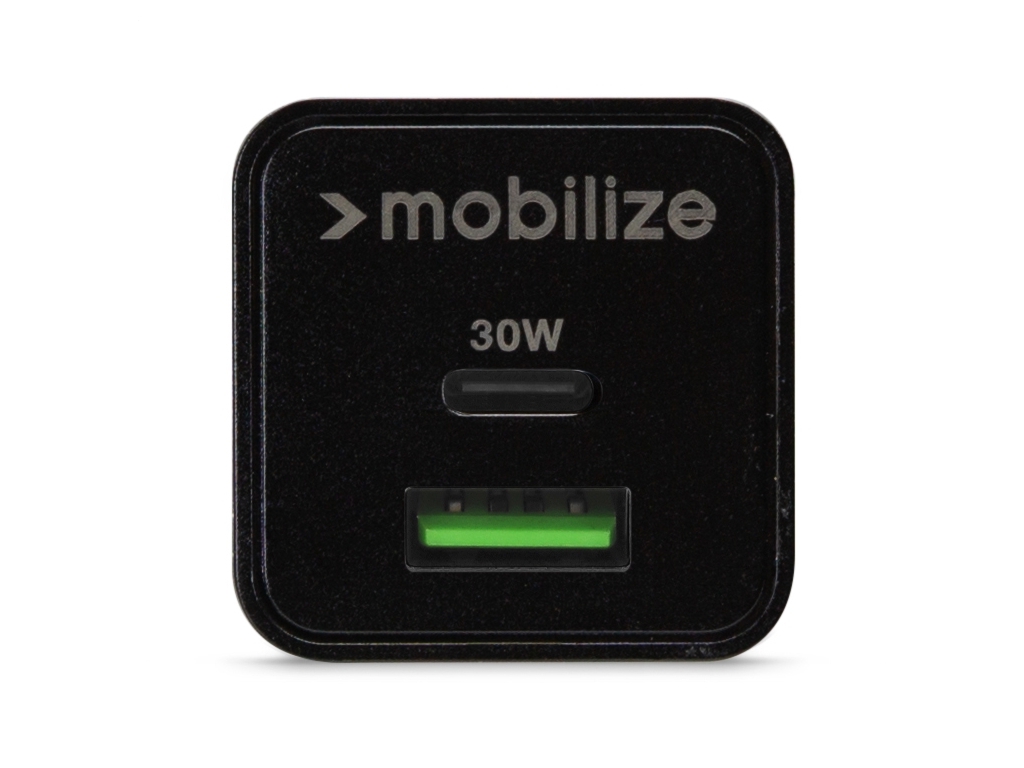 Mobilize Wall Charger USB-C + USB GaN 30W with PD/PPS Black