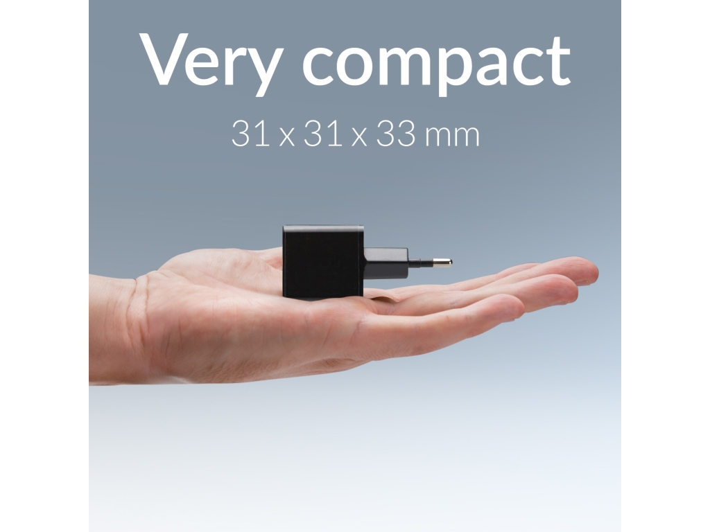 Mobilize Wall Charger USB-C + USB GaN 30W with PD/PPS Black