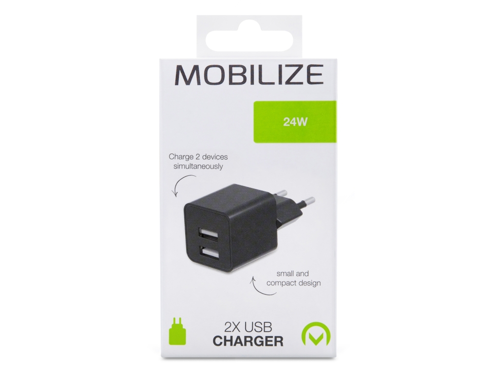 Mobilize Wall Charger 2x USB 24W Black