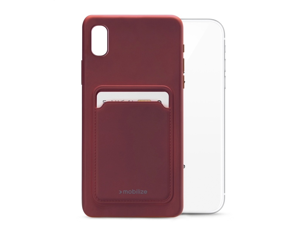 Mobilize Rubber Gelly Card Case Apple iPhone XR Matt Bordeaux