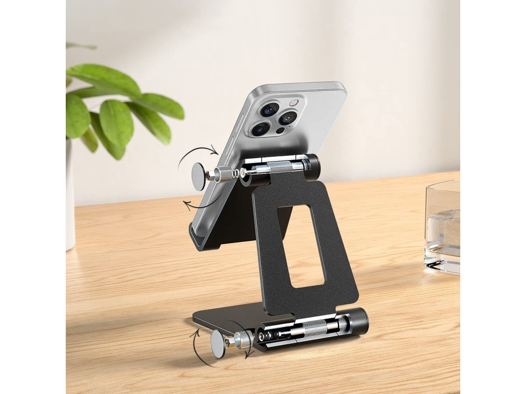 Mobilize Foldable Aluminium Phone Holder Black