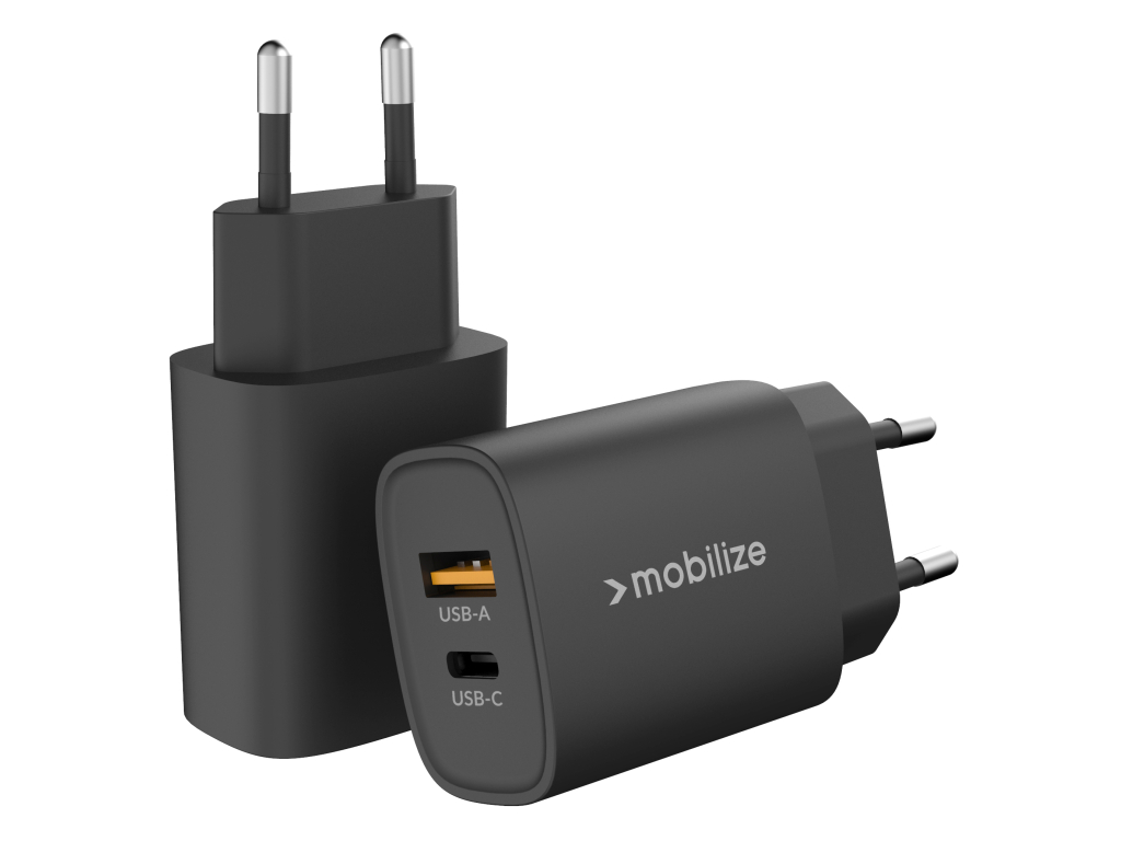 Mobilize Wall Charger USB-C + USB 25W with PD/PPS Black