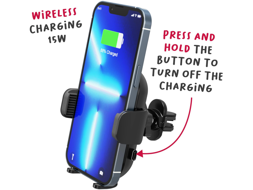 Celly MountCharge15 Wireless Charger Car Holder 15W Black