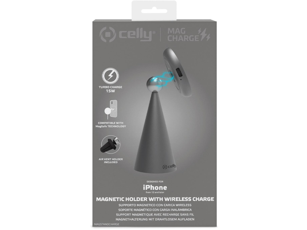 Celly MagStandCharge MagSafe Wireless Charger Holder Grey