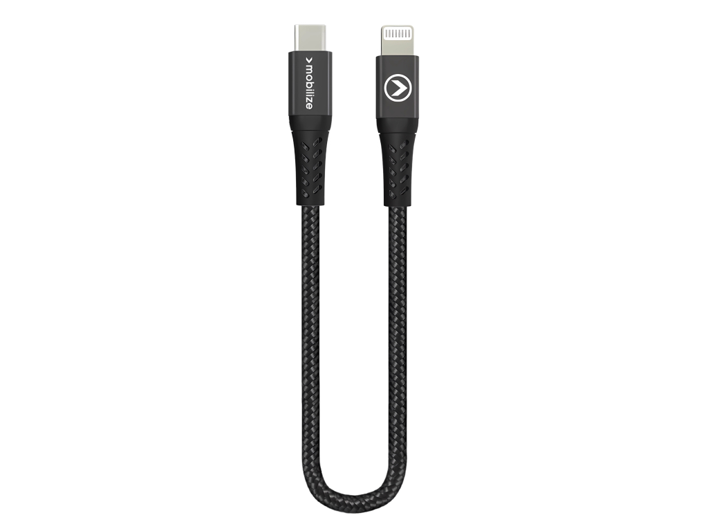 Mobilize Strong Nylon Cable USB-C to MFi Lighting 20cm. 60W Black