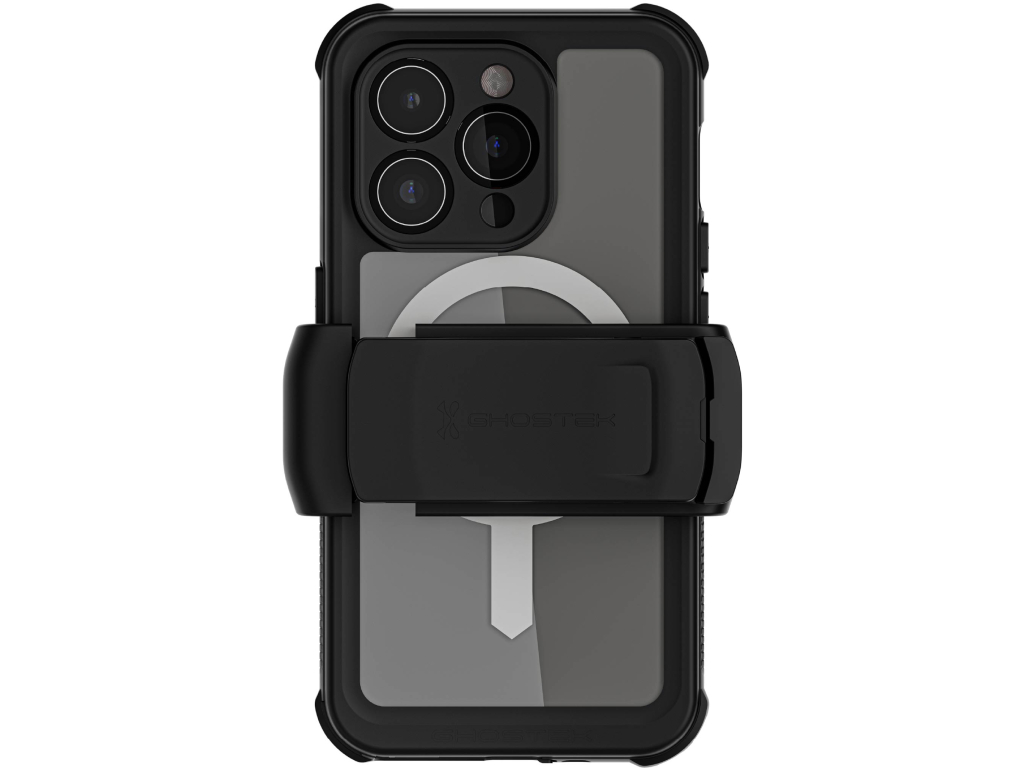 Ghostek Nautical Waterproof MagSafe Case + Belt Swivel Holster Apple iPhone 15 Pro Clear