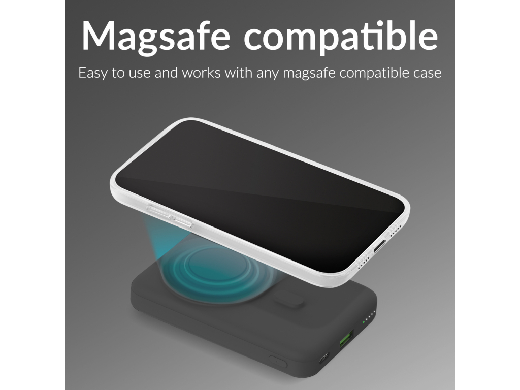 Mobilize Magnetic Wireless Magsafe Compatible PD Stand Power Bank 10000mAh 15W Black