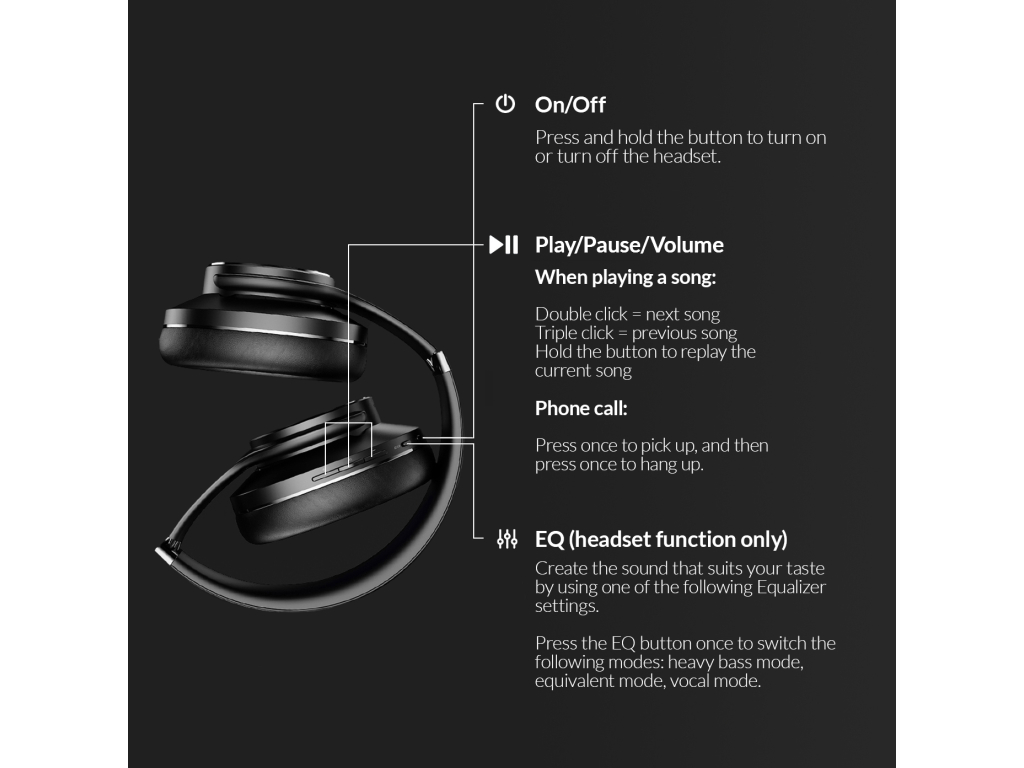 Mobilize Bluetooth Headphone with Speaker Function Black