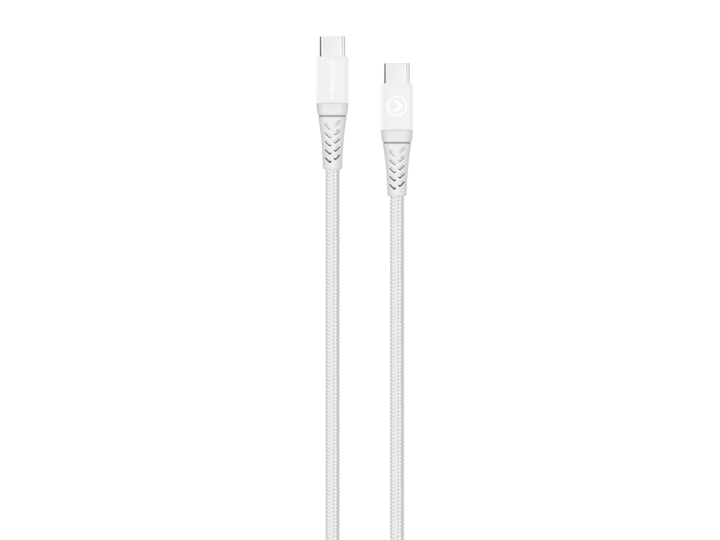 Mobilize Strong Nylon Cable USB-C to USB-C 2m. 100W White