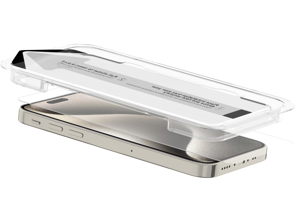 ITSKINS Supreme Glass Screen Protector with Alignment Tool Apple iPhone 15 Pro Clear