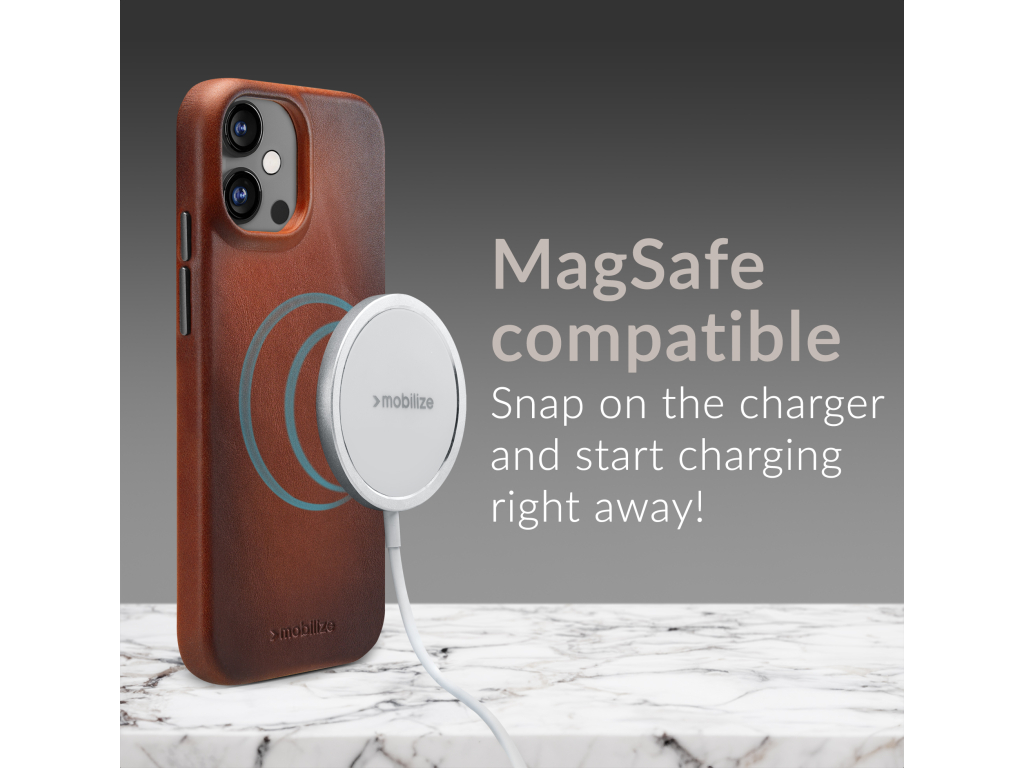Mobilize Magsafe Compatible Premium Leather Case Apple iPhone 15 Pro Max Burned Cognac