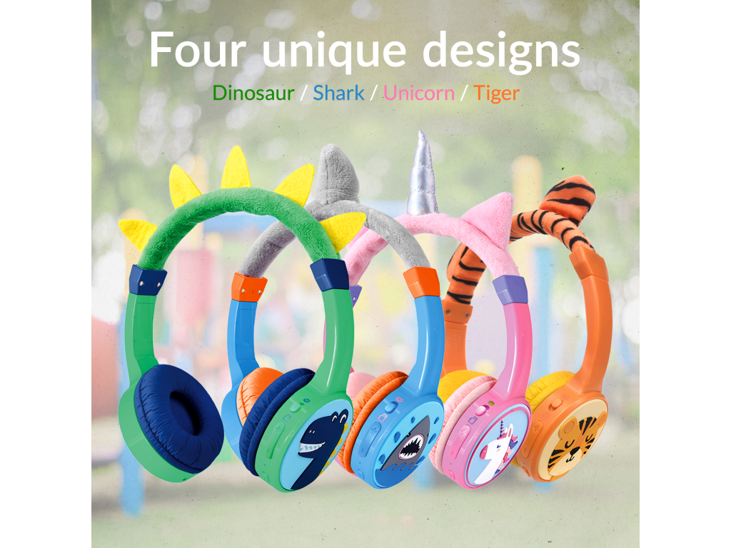 Mobilize Wireless/Wired Over Ear Kids Headphone 85dB Shark