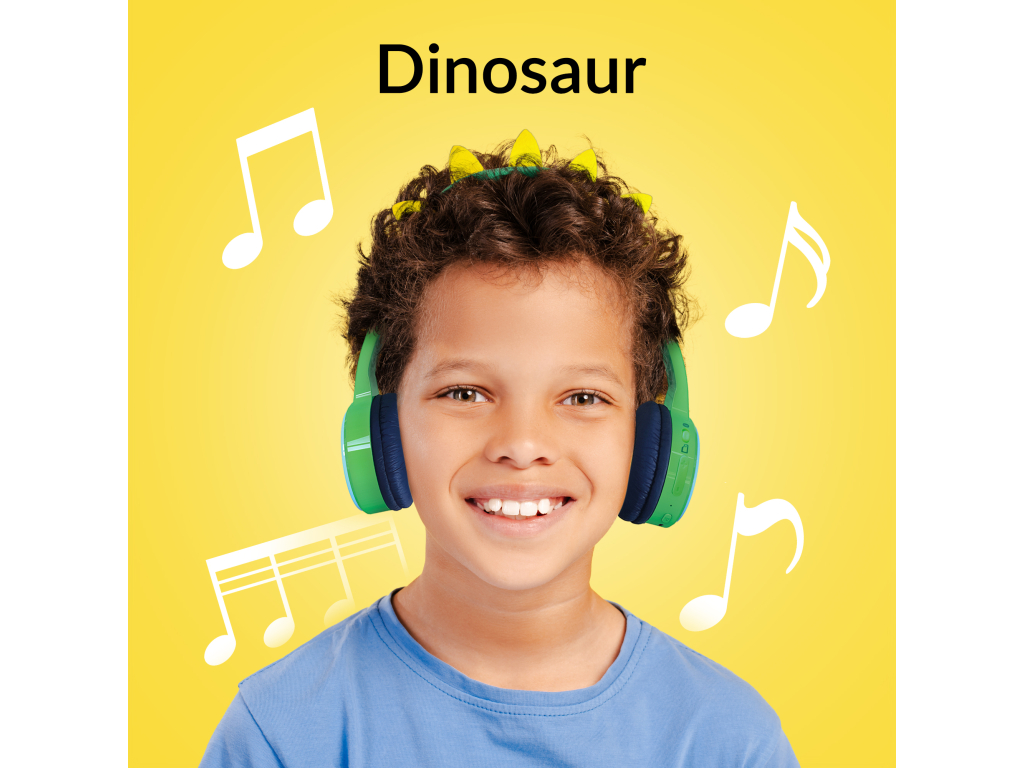 Mobilize Wireless/Wired Over Ear Kids Headphone 85dB Dinosaur