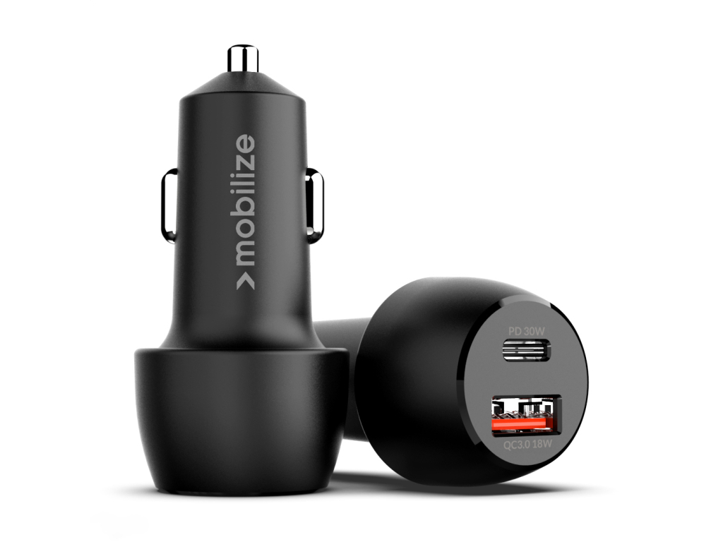 Mobilize Car Charger USB + USB-C 48W with PD/PPS and QC Black