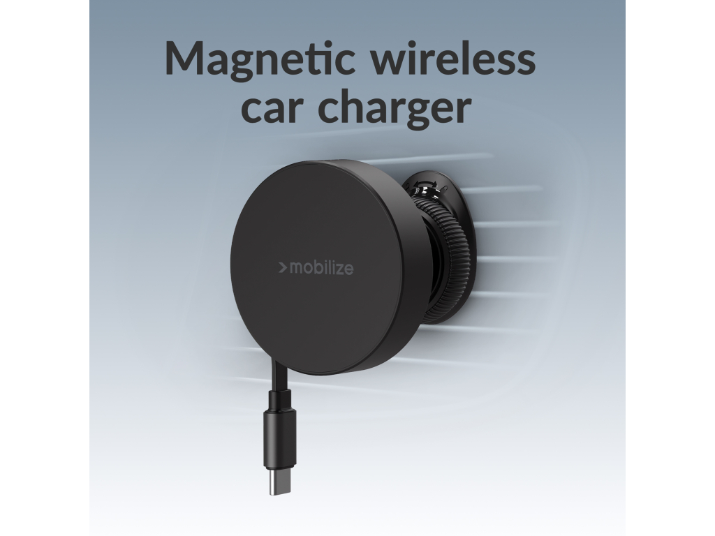 Mobilize MagSafe Compatible Car Holder/Charger 7.5W/10W/15W with Retractable USB-C Cable Black