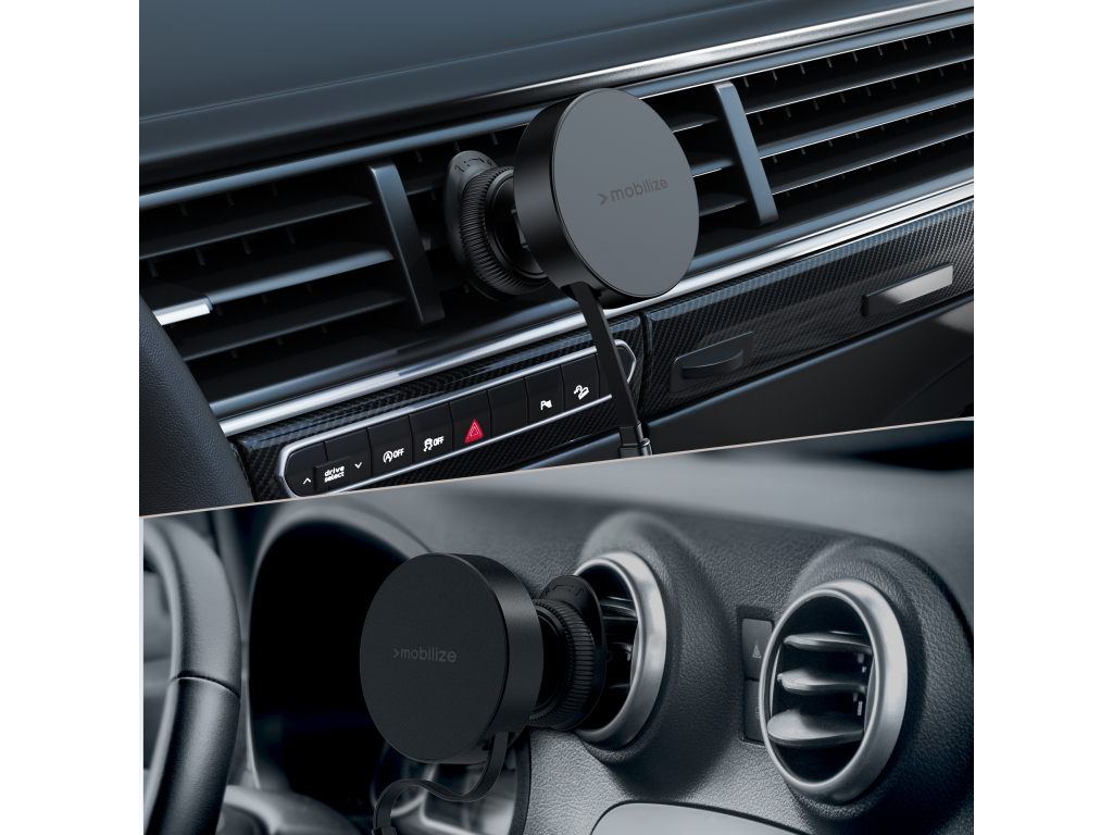 Mobilize MagSafe Compatible Car Holder/Charger 7.5W/10W/15W with Retractable USB-C Cable Black