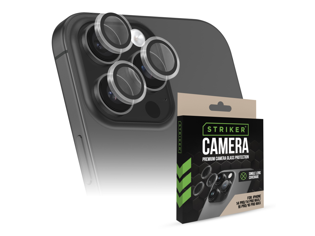 Striker Single Lens Glass Camera Protector - Transparent - Apple iPhone 14 Pro/14 Pro Max/16 Pro/16 Pro Max