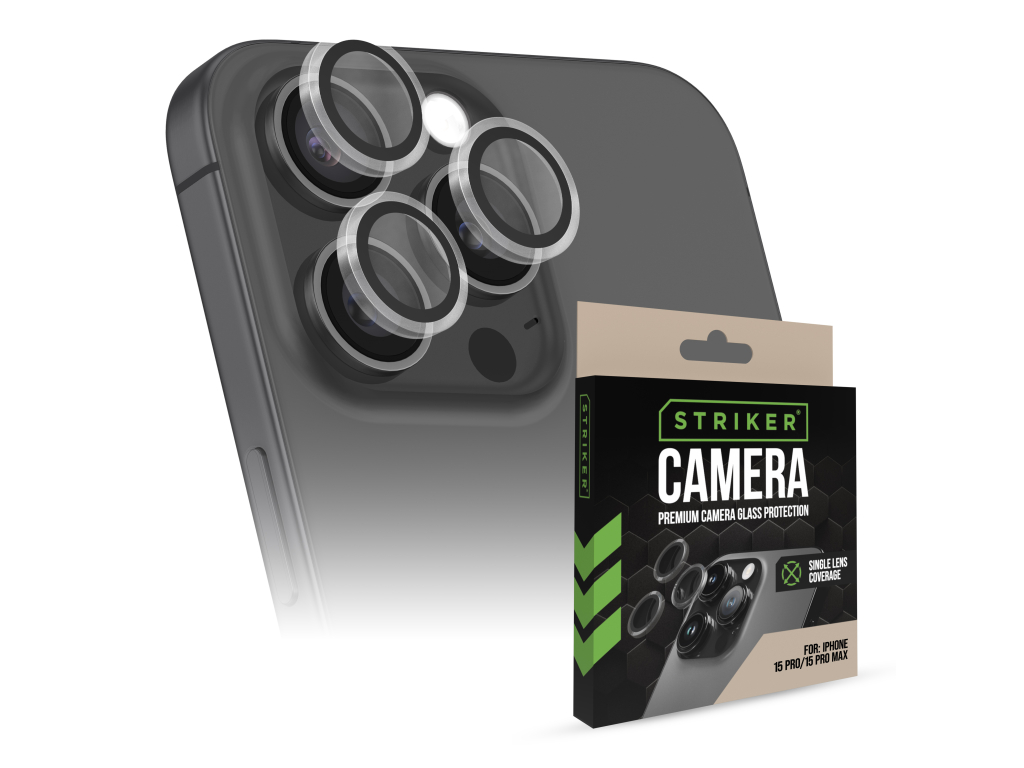 Striker Single Lens Glass Camera Protector - Transparent - Apple iPhone 15 Pro/15 Pro Max