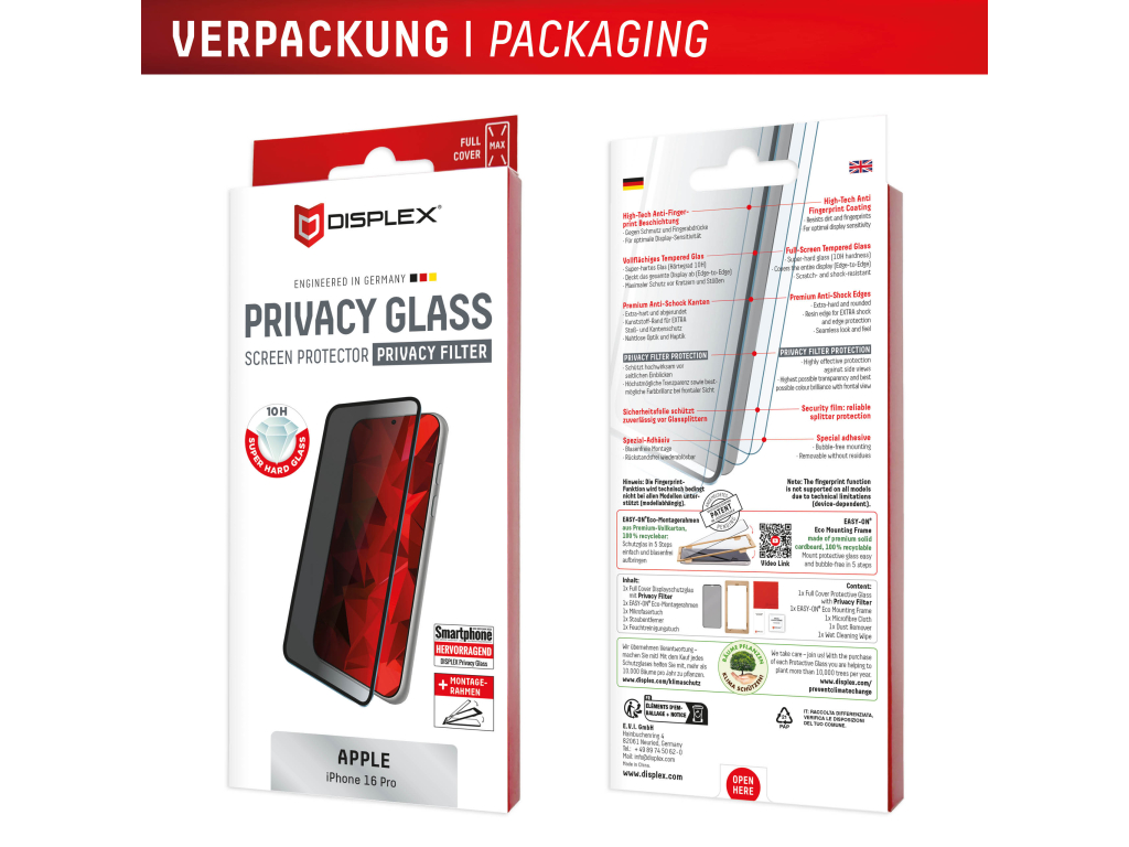 DISPLEX Privacy Glass FC Apple iPhone 16 Pro
