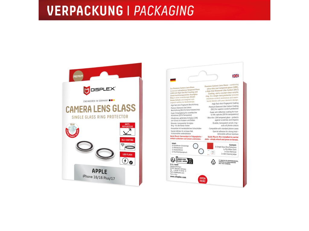 DISPLEX CamGlass Single Lens iPhone 16/16 Plus/17