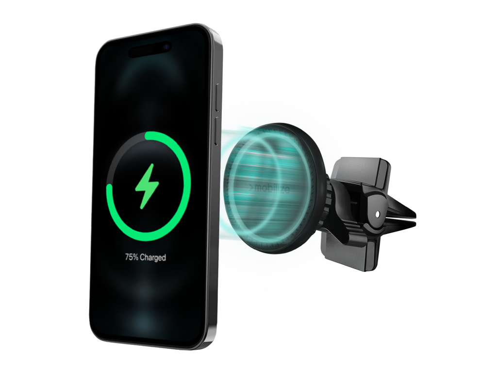 Mobilize Wireless MagSafe Compatible Car Holder/Charger 5W/7.5W/10W/15W Black