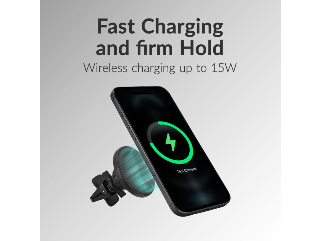 Mobilize Wireless MagSafe Compatible Car Holder/Charger 5W/7.5W/10W/15W Black