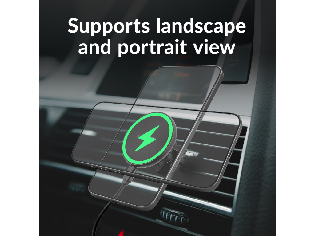 Mobilize Wireless MagSafe Compatible Car Holder/Charger 5W/7.5W/10W/15W Black