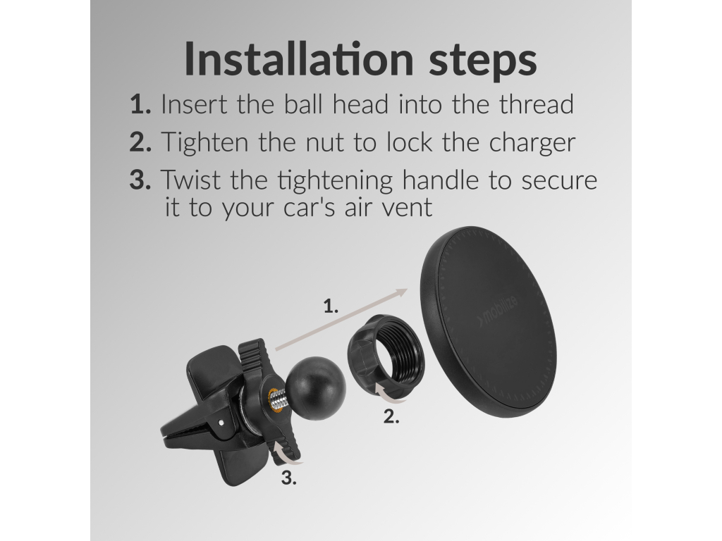 Mobilize Wireless MagSafe Compatible Car Holder/Charger 5W/7.5W/10W/15W Black