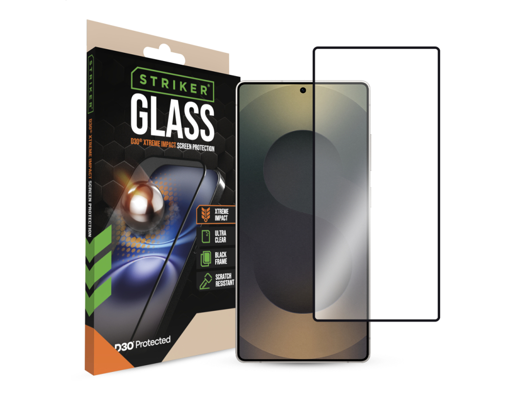Striker D3O Xtreme Impact Glass Screen Protector - Black Frame - Samsung Galaxy S26 Ultra 5G