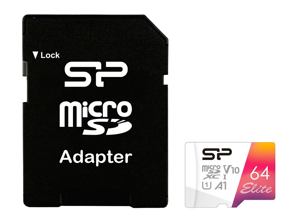 Silicon Power Elite Micro SDXC incl. SD Adapter 64GB UHS-1 A1 V10 Class 10 Color