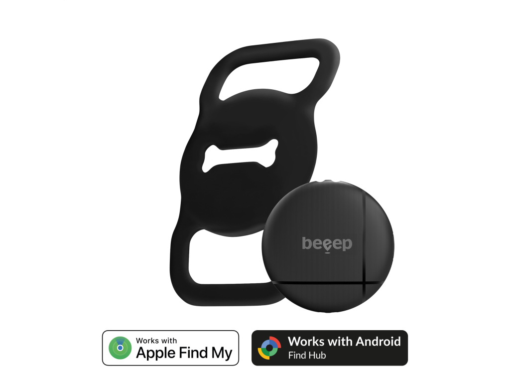 Beeep OneTag Apple Find My & Android Tracker - Dog Collar Tag - Black