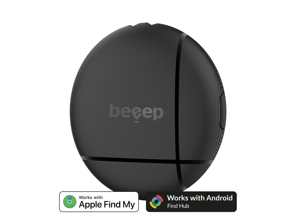 Beeep OneTag Apple Find My & Android Tracker Black & Keychain Black - 1 pack