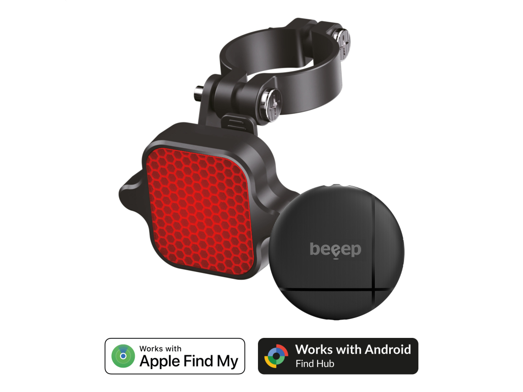 Beeep OneTag Apple Find My & Android Tracker Black & Bicycle Reflector