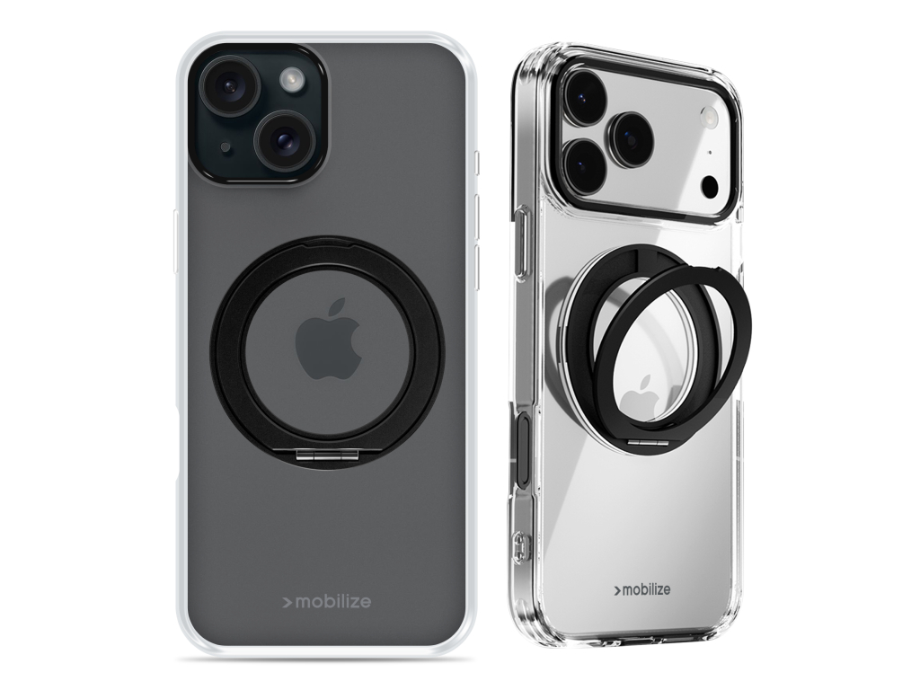 Mobilize MagSafe Compatible 360 Rotating Ring Stand Case Apple iPhone 15 Clear/Black