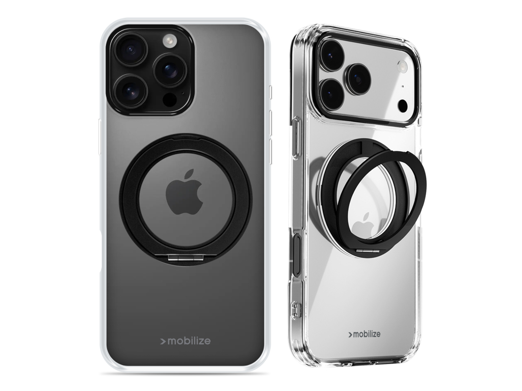 Mobilize MagSafe Compatible 360 Rotating Ring Stand Case Apple iPhone 16 Pro Max Clear/Black