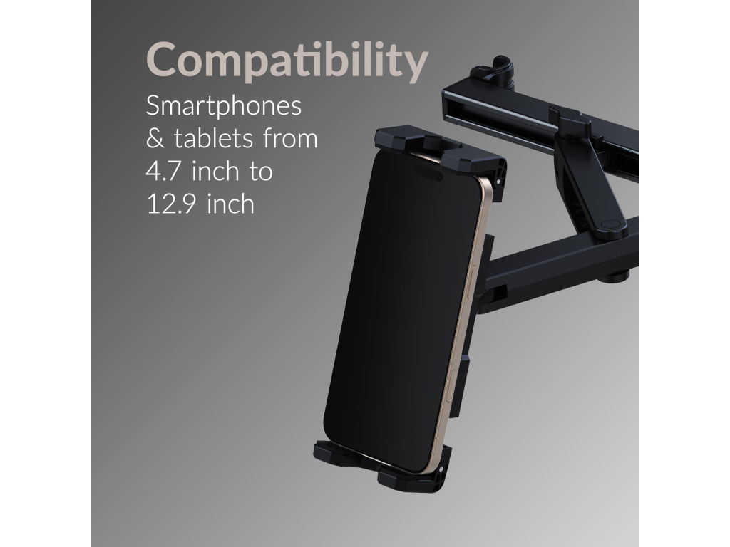Mobilize Headrest Tablet & Smartphone Car Holder Black