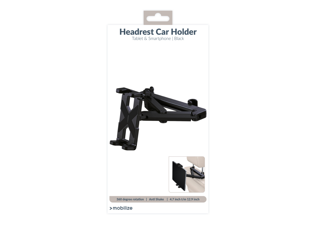 Mobilize Headrest Tablet & Smartphone Car Holder Black