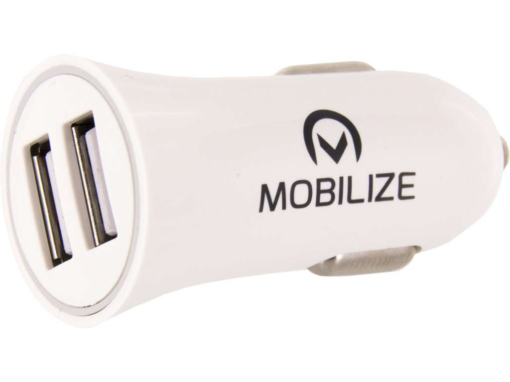 Mobilize Car Charger 2x USB 24W + USB to Apple MFi Lighting Cable 1m. White