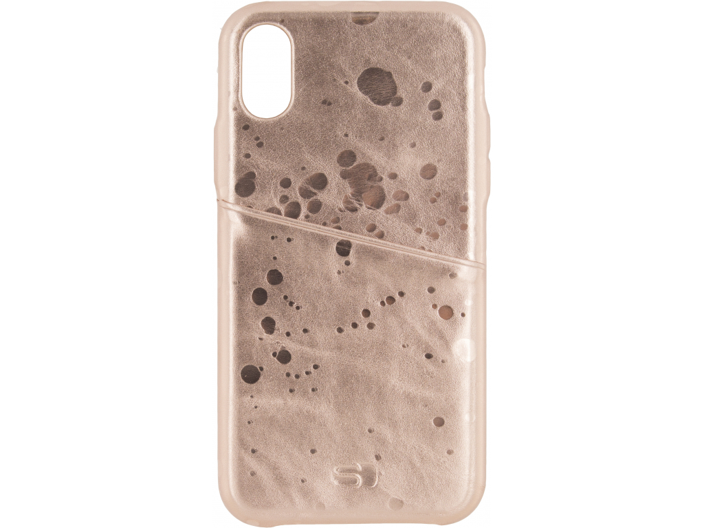 Senza Glam Leather Cover with Card Slot Apple iPhone X/Xs Metallic Rosé