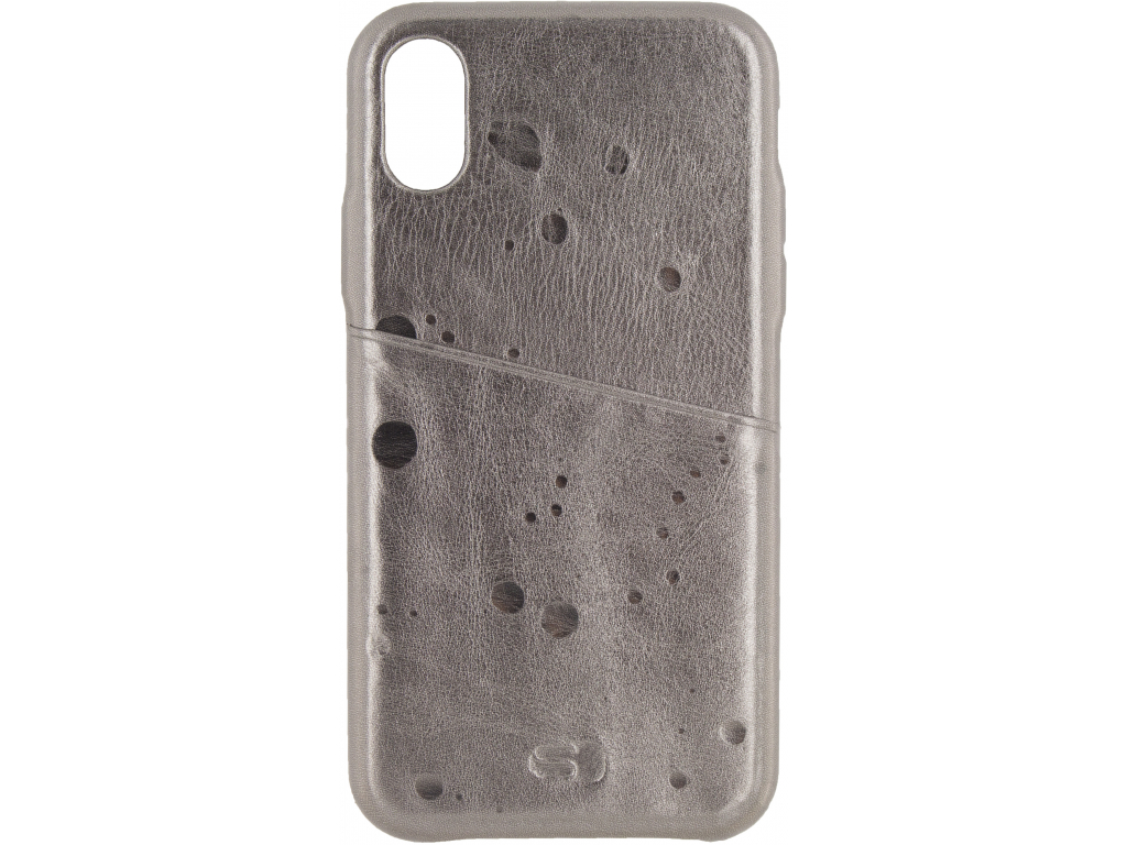 Senza Glam Leather Cover with Card Slot Apple iPhone X/Xs Metallic Grey