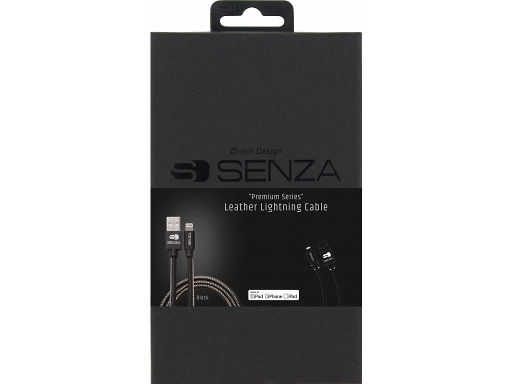 Senza Premium Leather Charge/Sync Cable Lightning 1.5m Black