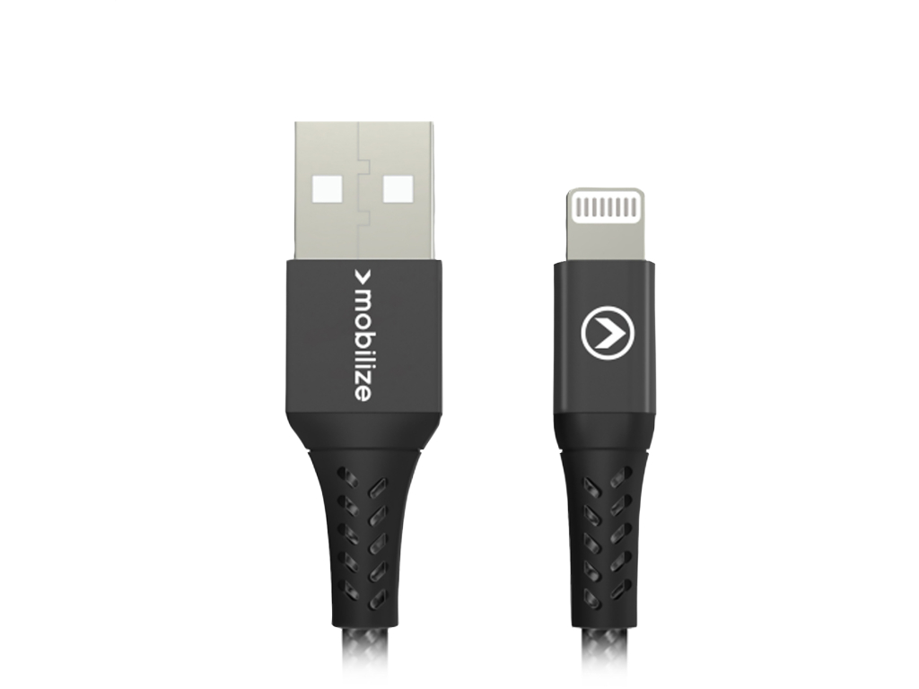 Mobilize Strong Nylon Cable USB to Apple MFi Lightning 20cm. 12W Black