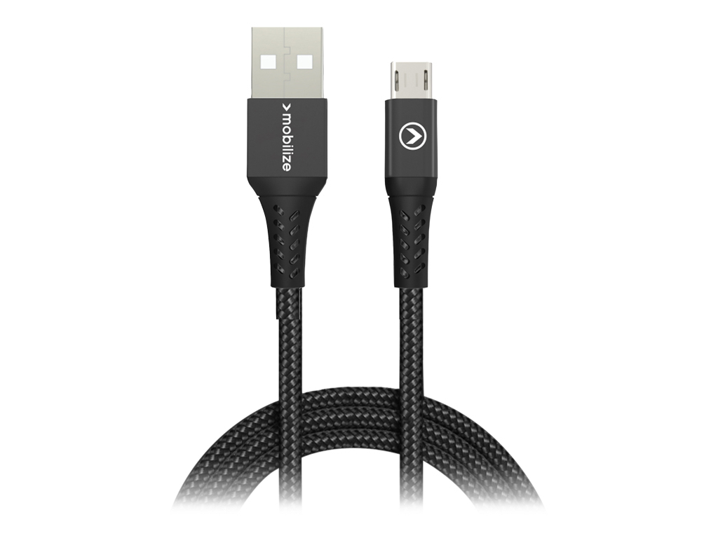 Mobilize Strong Nylon Cable USB to Micro USB 2m. 12W Black