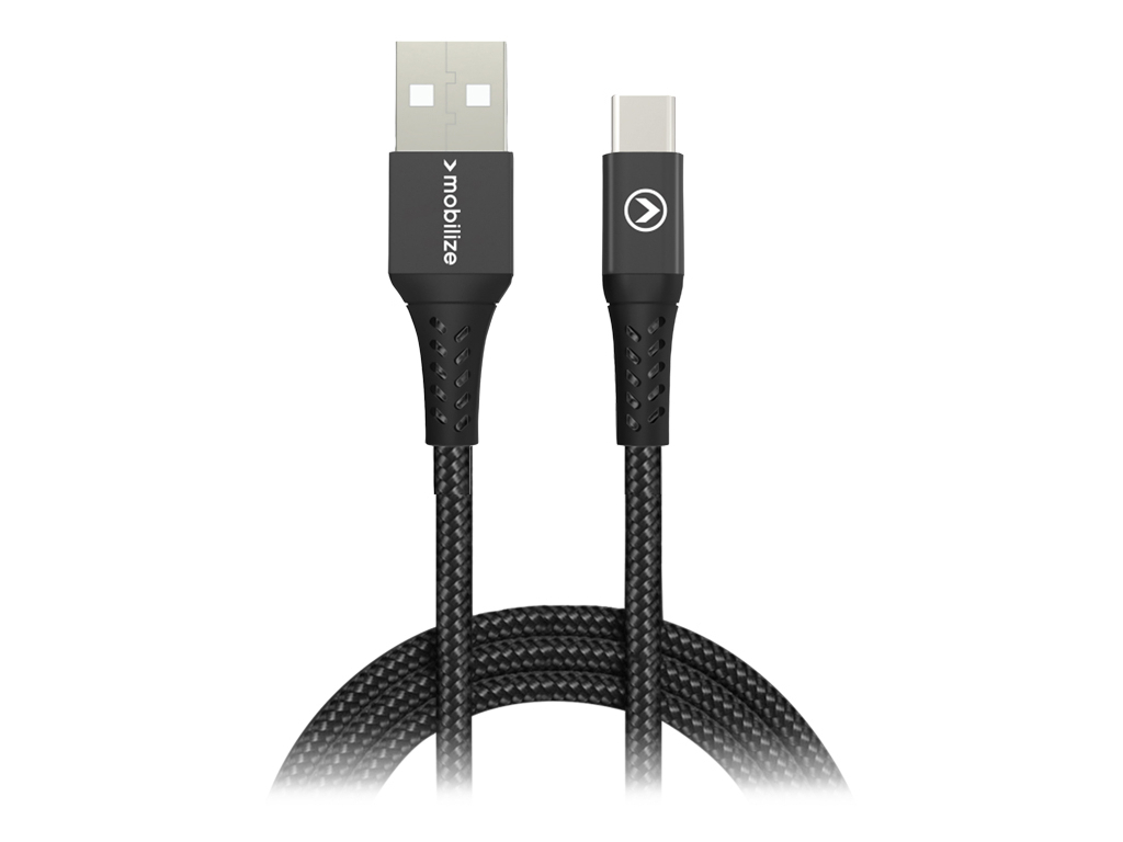 Mobilize Strong Nylon Cable USB to USB-C 2m. 15W Black