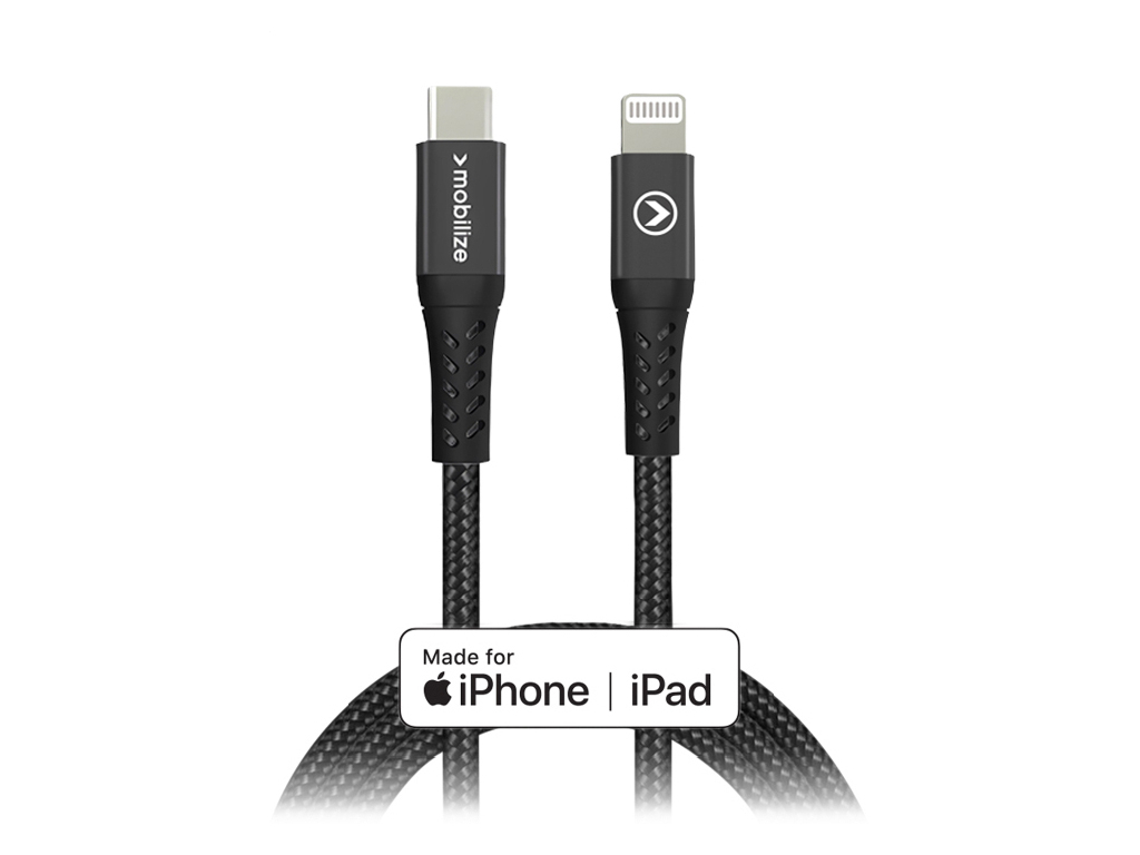 Mobilize Strong Nylon Cable USB-C to MFi Lightning 1m. 60W Black