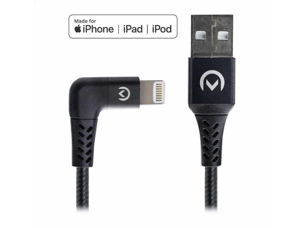 Mobilize Strong Nylon 90° Cable Apple MFi Lightning 1.5m. 12W Black