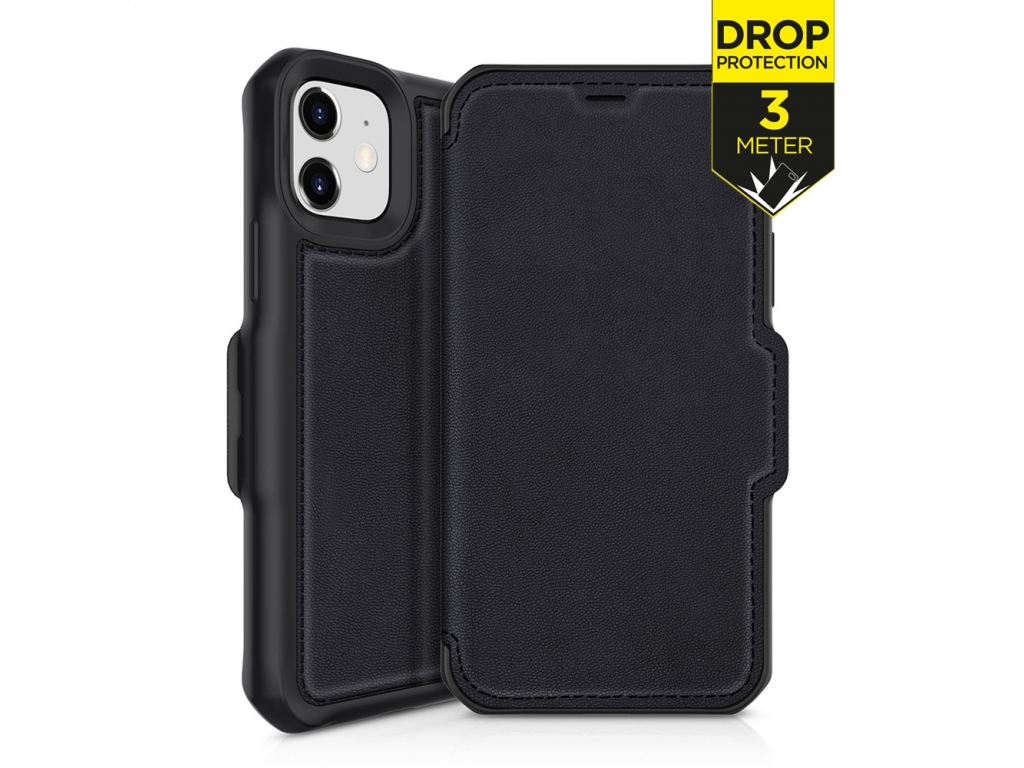 ITSKINS Level 2 HybridFolio Leather for Apple iPhone 12 Mini Pure Black