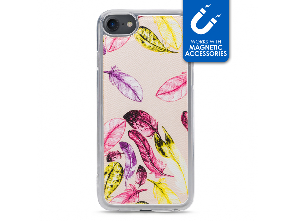 My Style Magneta Case for Apple iPhone 6/6S/7/8/SE (2020/2022) Beige Feathers